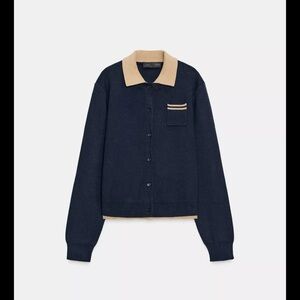 Zara Navy and Tan Blazer